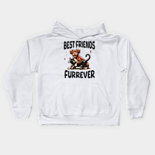 Dog and Cat Best Friends Furrever Kids Hoodie